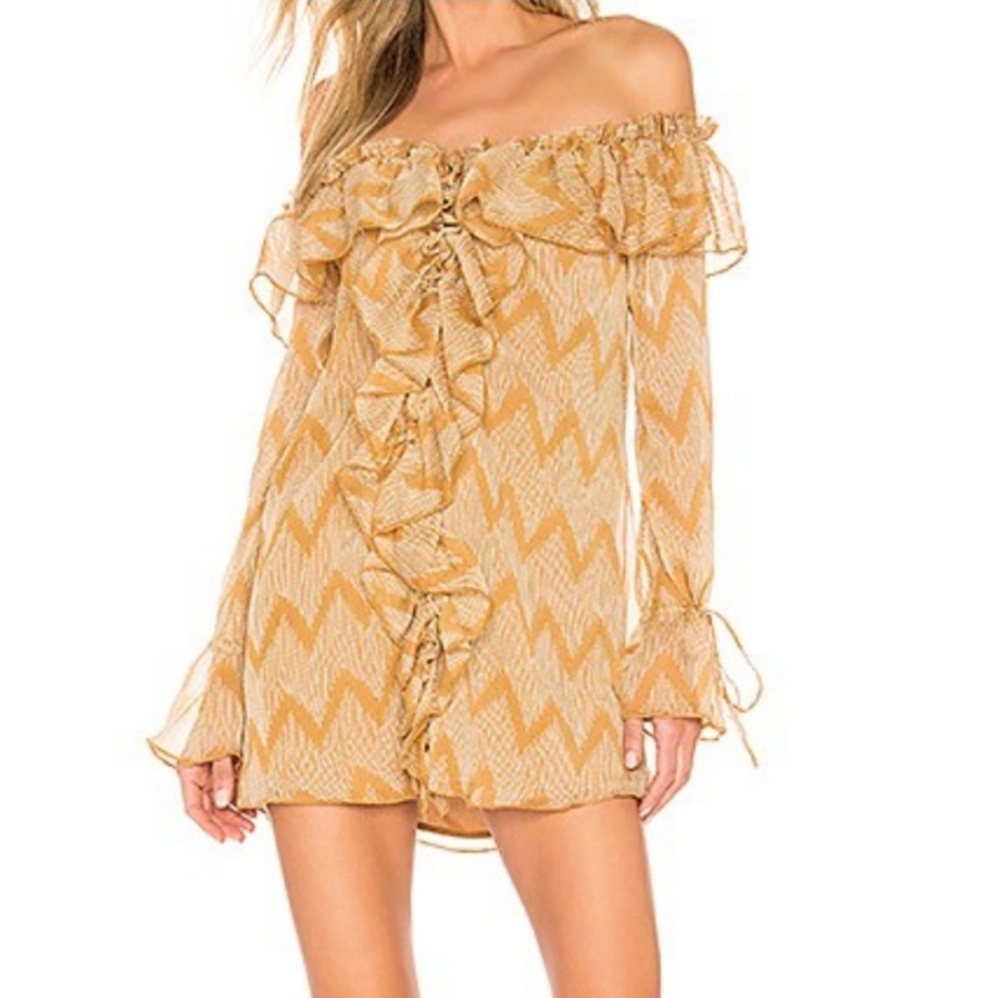 NWOT House of Harlow 1960 Striped Ruffle Dress